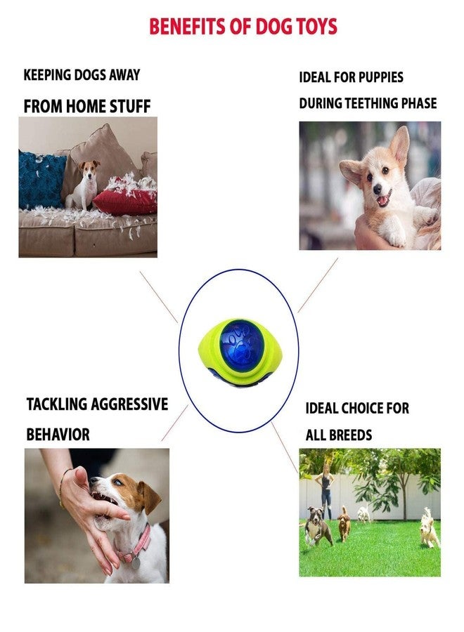 Pups&Pets ألعاب مضغ تفاعلية مضيئة للكلاب من Pups&Pets، كرات دمبل مضيئة، ألعاب تسنين، ألعاب تفاعلية داخلية للكلاب للتخلص من الملل | كرات رغبي متنوعة (عبوة من قطعة واحدة) - Image 4